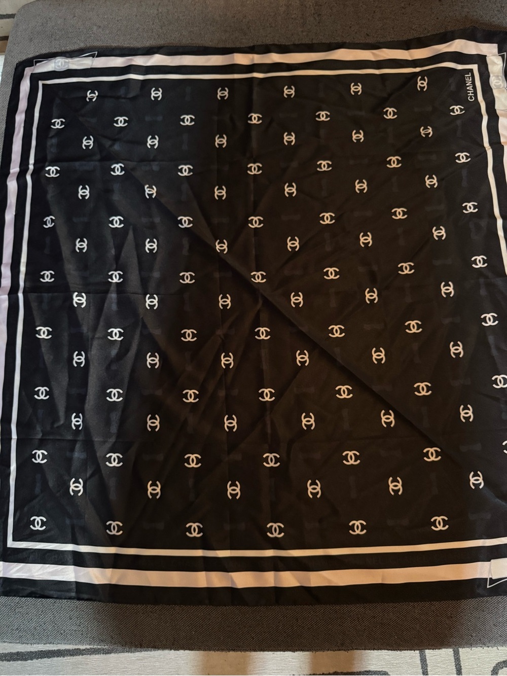NWT Black and White Logo Pattern Scarf